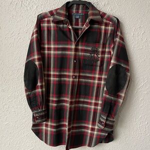 Ralph Lauren Plaid Shirt with Suede Elbow Patches